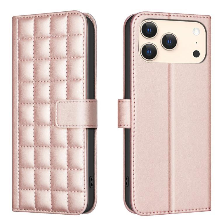 Handyhülle aus Leder mit quadratischer Textur, Für iPhone 17e / 16e, Für iPhone 17 Pro Max, Für iPhone 16 Pro Max, Für iPhone 16 Pro, Für iPhone 16 Plus, Für iPhone 16, Für iPhone 15 Pro Max, Für iPhone 15 Pro