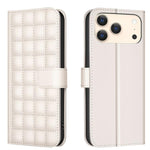Handyhülle aus Leder mit quadratischer Textur, Für iPhone 17e / 16e, Für iPhone 17 Pro Max, Für iPhone 16 Pro Max, Für iPhone 16 Pro, Für iPhone 16 Plus, Für iPhone 16, Für iPhone 15 Pro Max, Für iPhone 15 Pro