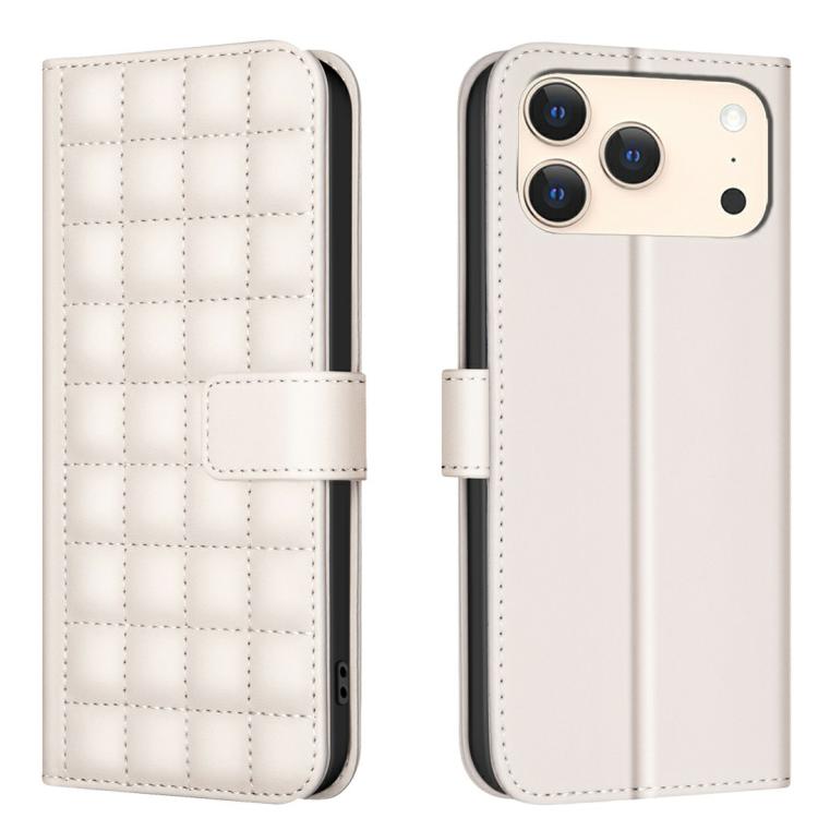 Handyhülle aus Leder mit quadratischer Textur, Für iPhone 17e / 16e, Für iPhone 17 Pro Max, Für iPhone 16 Pro Max, Für iPhone 16 Pro, Für iPhone 16 Plus, Für iPhone 16, Für iPhone 15 Pro Max, Für iPhone 15 Pro