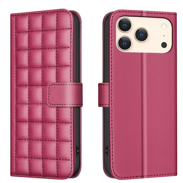 Handyhülle aus Leder mit quadratischer Textur, Für iPhone 17e / 16e, Für iPhone 17 Pro Max, Für iPhone 16 Pro Max, Für iPhone 16 Pro, Für iPhone 16 Plus, Für iPhone 16, Für iPhone 15 Pro Max, Für iPhone 15 Pro