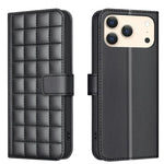 Handyhülle aus Leder mit quadratischer Textur, Für iPhone 17e / 16e, Für iPhone 17 Pro Max, Für iPhone 16 Pro Max, Für iPhone 16 Pro, Für iPhone 16 Plus, Für iPhone 16, Für iPhone 15 Pro Max, Für iPhone 15 Pro