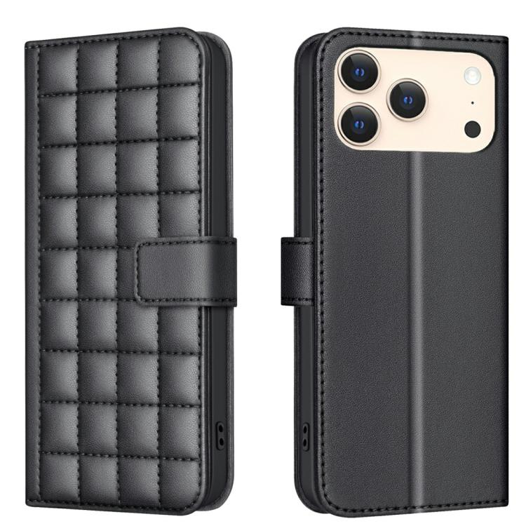 Handyhülle aus Leder mit quadratischer Textur, Für iPhone 17e / 16e, Für iPhone 17 Pro Max, Für iPhone 16 Pro Max, Für iPhone 16 Pro, Für iPhone 16 Plus, Für iPhone 16, Für iPhone 15 Pro Max, Für iPhone 15 Pro