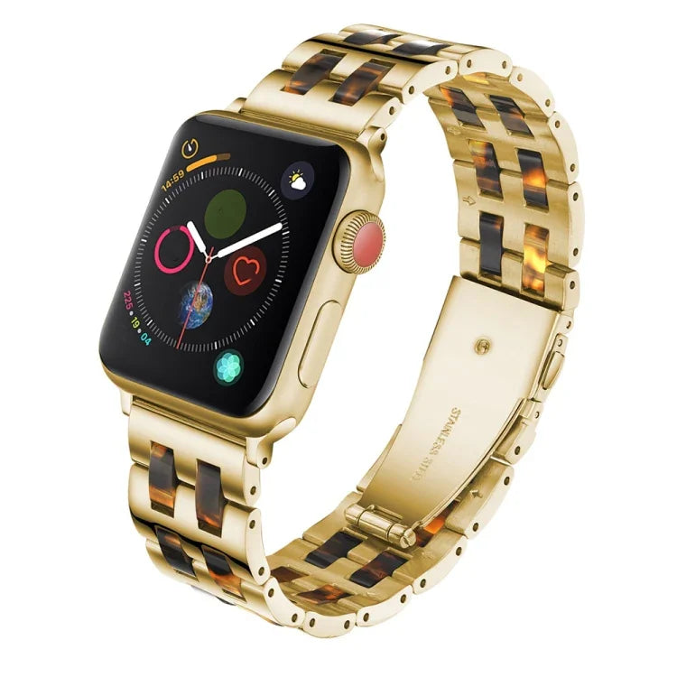 Stainless Steel + Resin Watch Wrist Strap, For Apple Watch 5 & 4 44mm / 3 & 2 & 1 42mm, For Apple Watch Series 8&7 41mm / SE 2&6&SE&5&4 40mm / 3&2&1 38mm, For Apple Watch Series 7 41mm / 6 & SE & 5 & 4 40mm / 3 & 2 & 1 38mm