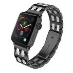 Stainless Steel + Resin Watch Wrist Strap, For Apple Watch 5 & 4 44mm / 3 & 2 & 1 42mm, For Apple Watch Series 8&7 41mm / SE 2&6&SE&5&4 40mm / 3&2&1 38mm, For Apple Watch Series 7 41mm / 6 & SE & 5 & 4 40mm / 3 & 2 & 1 38mm