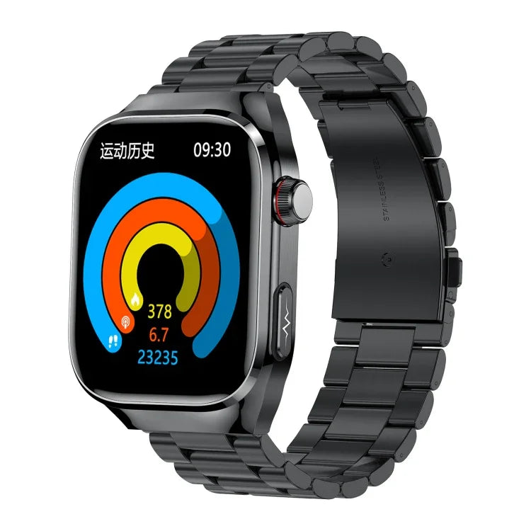 TK16 Smartwatch mit 2,04-Zoll-LCD-Bildschirm und Stahlarmband unterstützt Gesundheitsüberwachung