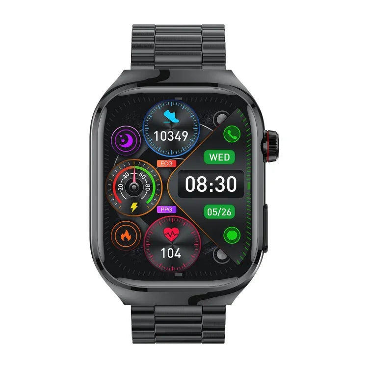 TK16 2.04 inch LCD Screen Steel Strap Smart Watch Supports Health Monitoring