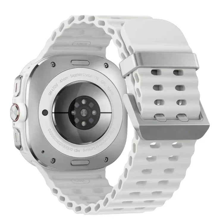 Ocean Dual Silver Buckle Silicone Watch Band, For Samsung Galaxy Watch Ultra 47mm / Ultra 2025