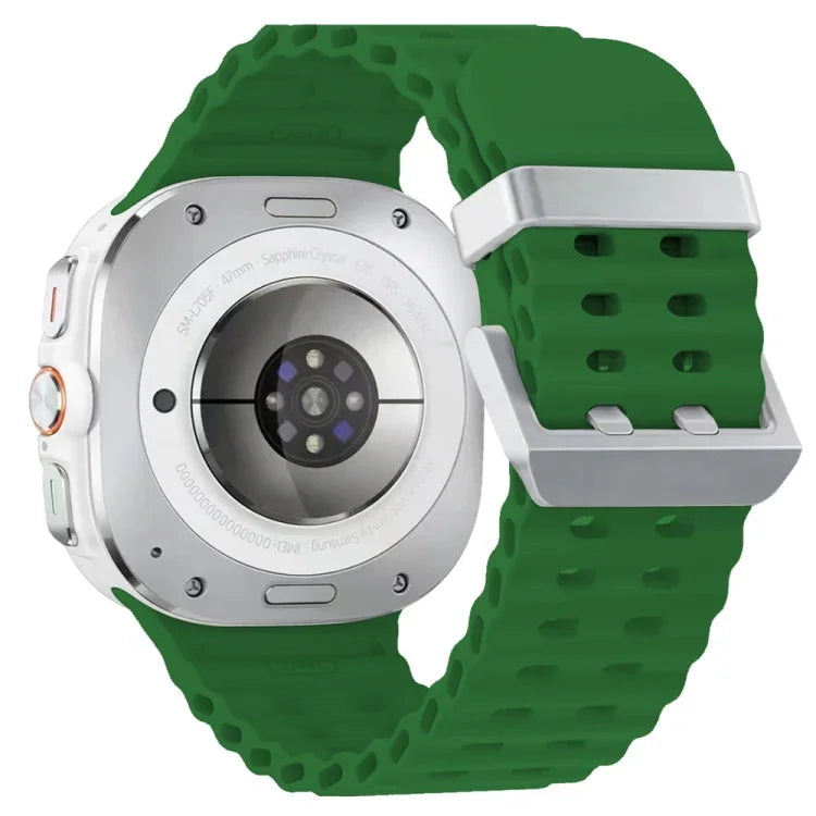 Ocean Dual Silver Buckle Silicone Watch Band, For Samsung Galaxy Watch Ultra 47mm / Ultra 2025