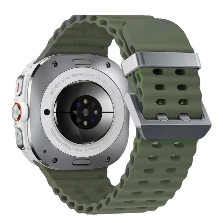 Ocean Dual Silver Buckle Silicone Watch Band, For Samsung Galaxy Watch Ultra 47mm / Ultra 2025