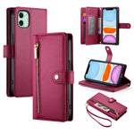 Handyhülle aus Leder mit Reißverschluss und neun Kartenfächern, für iPhone 11 Pro Max, für iPhone 11, für iPhone 11 Pro