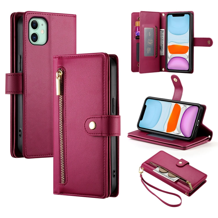 Handyhülle aus Leder mit Reißverschluss und neun Kartenfächern, für iPhone 11 Pro Max, für iPhone 11, für iPhone 11 Pro