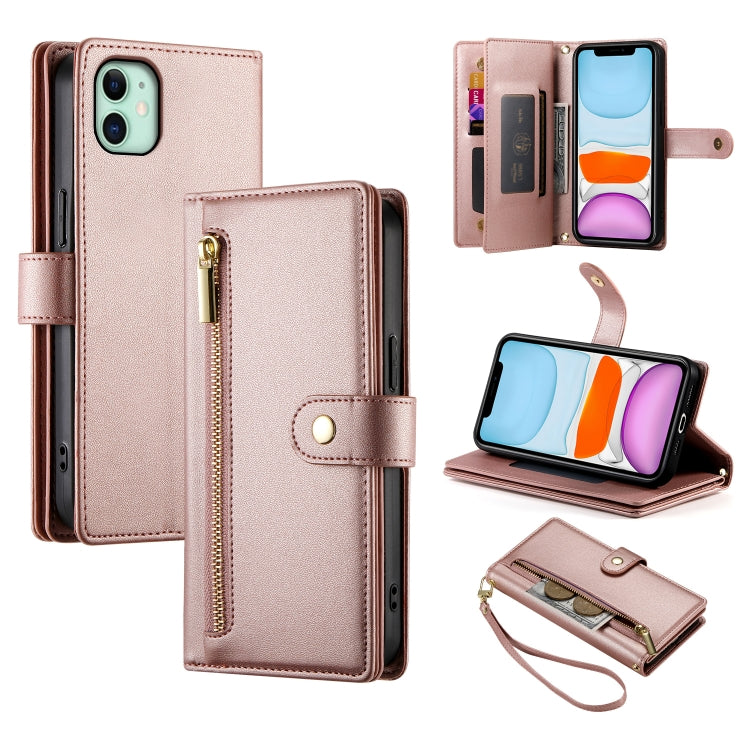 Handyhülle aus Leder mit Reißverschluss und neun Kartenfächern, für iPhone 11 Pro Max, für iPhone 11, für iPhone 11 Pro