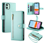 Handyhülle aus Leder mit Reißverschluss und neun Kartenfächern, für iPhone 11 Pro Max, für iPhone 11, für iPhone 11 Pro