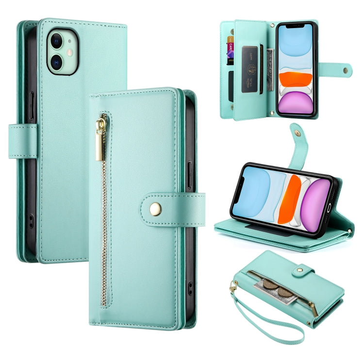 Handyhülle aus Leder mit Reißverschluss und neun Kartenfächern, für iPhone 11 Pro Max, für iPhone 11, für iPhone 11 Pro