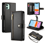 Handyhülle aus Leder mit Reißverschluss und neun Kartenfächern, für iPhone 11 Pro Max, für iPhone 11, für iPhone 11 Pro