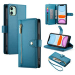 Handyhülle aus Leder mit Reißverschluss und neun Kartenfächern, für iPhone 11 Pro Max, für iPhone 11, für iPhone 11 Pro