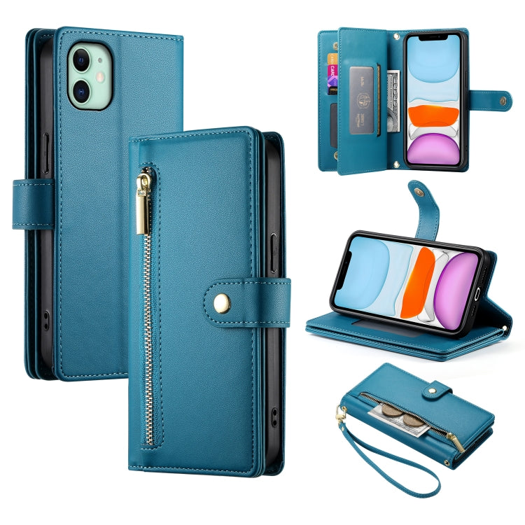 Handyhülle aus Leder mit Reißverschluss und neun Kartenfächern, für iPhone 11 Pro Max, für iPhone 11, für iPhone 11 Pro