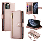 Handyhülle aus Leder mit Reißverschluss und neun Kartenfächern, für iPhone 11 Pro Max, für iPhone 11, für iPhone 11 Pro