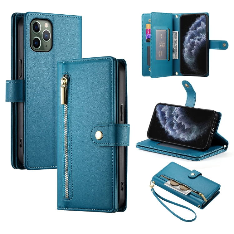 Handyhülle aus Leder mit Reißverschluss und neun Kartenfächern, für iPhone 11 Pro Max, für iPhone 11, für iPhone 11 Pro