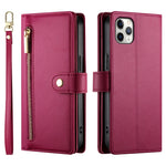 Handyhülle aus Leder mit Reißverschluss und neun Kartenfächern, für iPhone 11 Pro Max, für iPhone 11, für iPhone 11 Pro