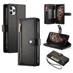 Handyhülle aus Leder mit Reißverschluss und neun Kartenfächern, für iPhone 11 Pro Max, für iPhone 11, für iPhone 11 Pro