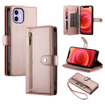 Handytasche aus Leder mit neun Kartenfächern und Reißverschluss, für iPhone 14 Pro Max, für iPhone 13 Pro Max, für iPhone 13 Pro, für iPhone 13, für iPhone 13 mini, für iPhone 12 / 12 Pro, für iPhone 12 Pro Max, für iPhone 12 mini