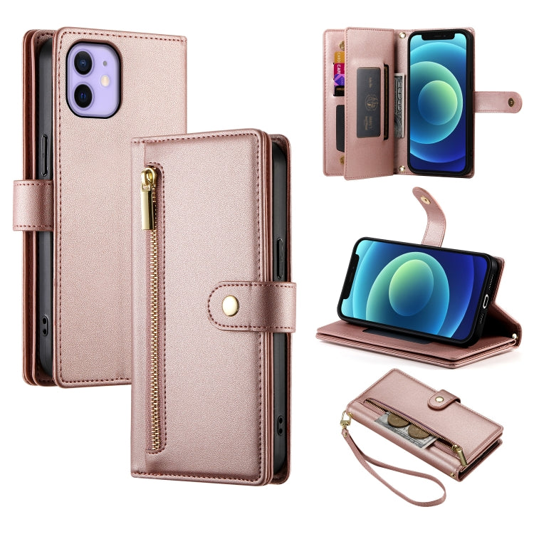 Handytasche aus Leder mit neun Kartenfächern und Reißverschluss, für iPhone 14 Pro Max, für iPhone 13 Pro Max, für iPhone 13 Pro, für iPhone 13, für iPhone 13 mini, für iPhone 12 / 12 Pro, für iPhone 12 Pro Max, für iPhone 12 mini