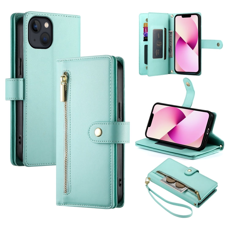 Handytasche aus Leder mit neun Kartenfächern und Reißverschluss, für iPhone 14 Pro Max, für iPhone 13 Pro Max, für iPhone 13 Pro, für iPhone 13, für iPhone 13 mini, für iPhone 12 / 12 Pro, für iPhone 12 Pro Max, für iPhone 12 mini
