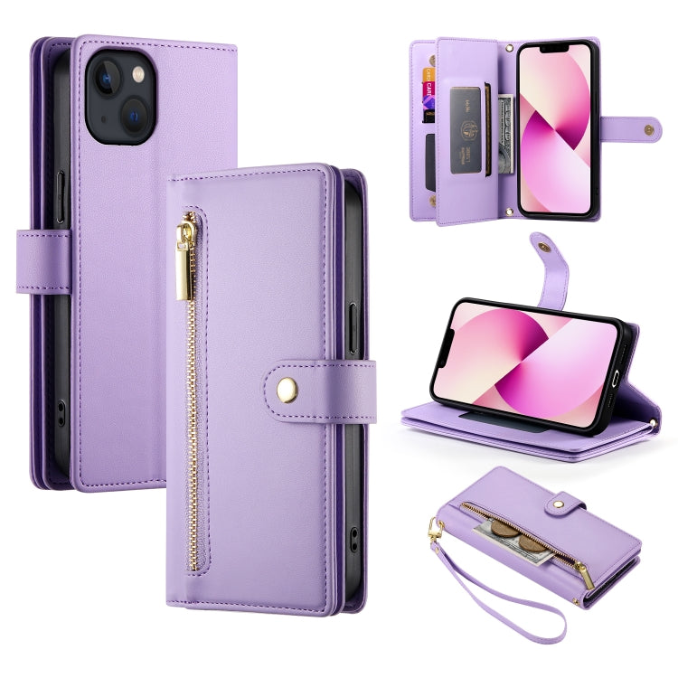 Handytasche aus Leder mit neun Kartenfächern und Reißverschluss, für iPhone 14 Pro Max, für iPhone 13 Pro Max, für iPhone 13 Pro, für iPhone 13, für iPhone 13 mini, für iPhone 12 / 12 Pro, für iPhone 12 Pro Max, für iPhone 12 mini