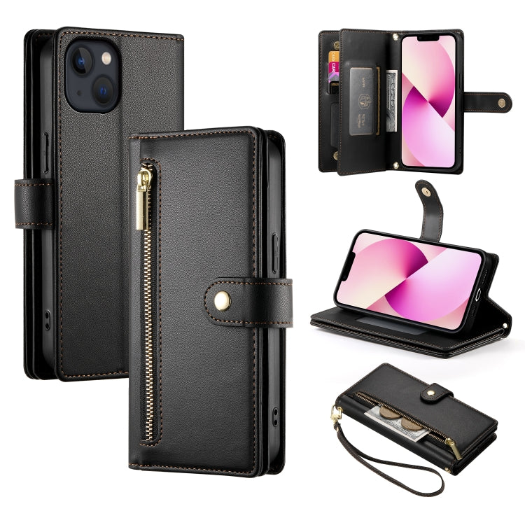 Handytasche aus Leder mit neun Kartenfächern und Reißverschluss, für iPhone 14 Pro Max, für iPhone 13 Pro Max, für iPhone 13 Pro, für iPhone 13, für iPhone 13 mini, für iPhone 12 / 12 Pro, für iPhone 12 Pro Max, für iPhone 12 mini
