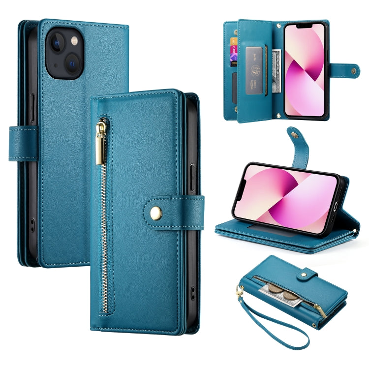 Handytasche aus Leder mit neun Kartenfächern und Reißverschluss, für iPhone 14 Pro Max, für iPhone 13 Pro Max, für iPhone 13 Pro, für iPhone 13, für iPhone 13 mini, für iPhone 12 / 12 Pro, für iPhone 12 Pro Max, für iPhone 12 mini