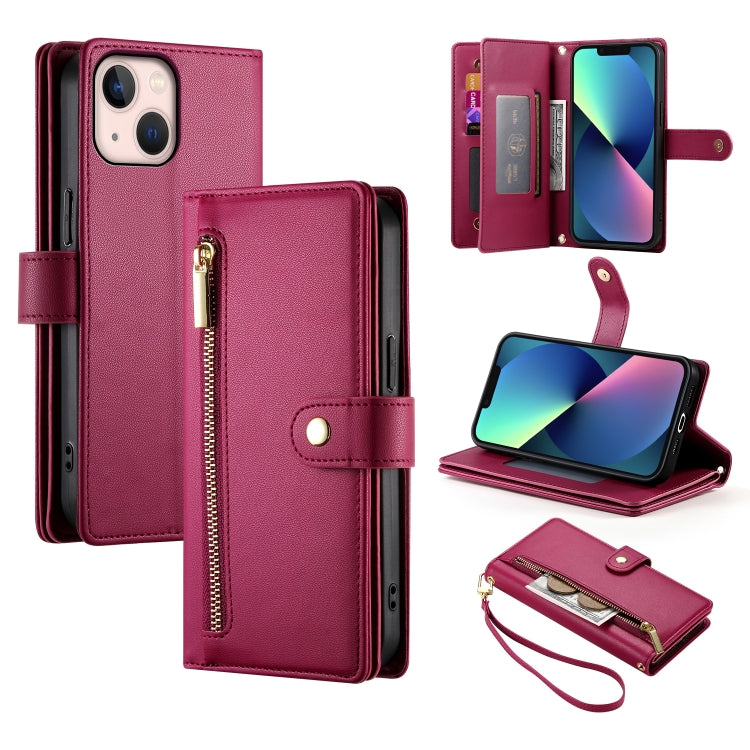 Handytasche aus Leder mit neun Kartenfächern und Reißverschluss, für iPhone 14 Pro Max, für iPhone 13 Pro Max, für iPhone 13 Pro, für iPhone 13, für iPhone 13 mini, für iPhone 12 / 12 Pro, für iPhone 12 Pro Max, für iPhone 12 mini