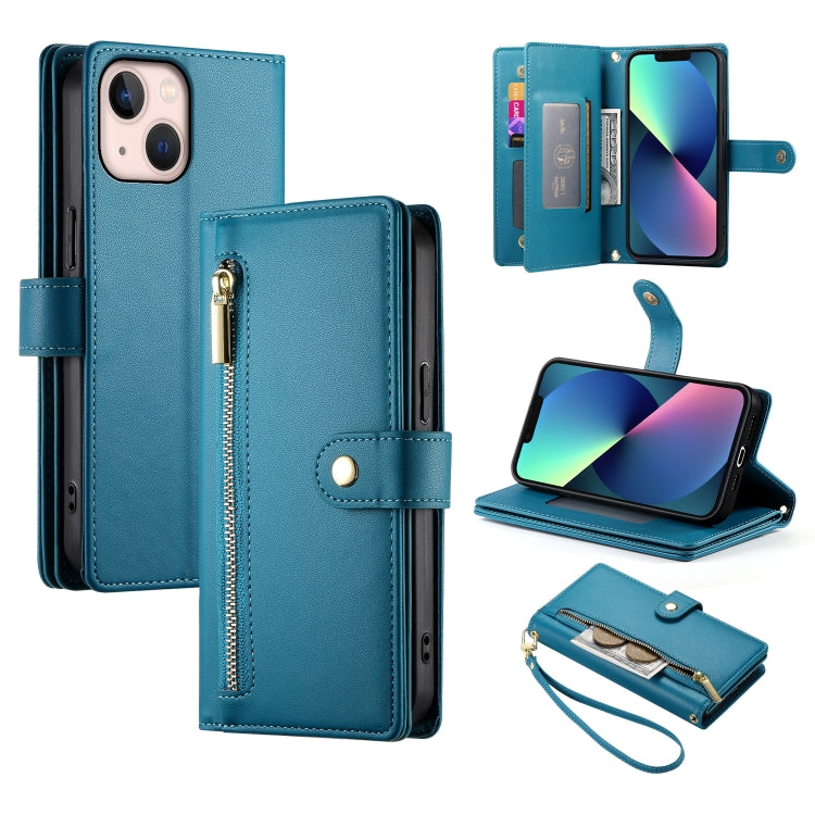 Handytasche aus Leder mit neun Kartenfächern und Reißverschluss, für iPhone 14 Pro Max, für iPhone 13 Pro Max, für iPhone 13 Pro, für iPhone 13, für iPhone 13 mini, für iPhone 12 / 12 Pro, für iPhone 12 Pro Max, für iPhone 12 mini