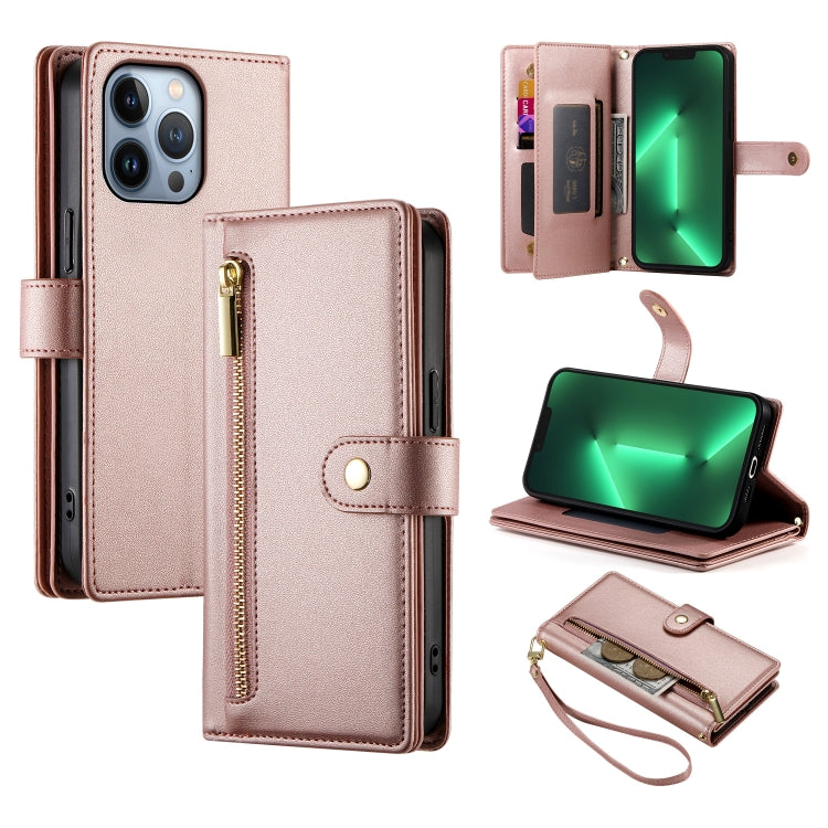 Handytasche aus Leder mit neun Kartenfächern und Reißverschluss, für iPhone 14 Pro Max, für iPhone 13 Pro Max, für iPhone 13 Pro, für iPhone 13, für iPhone 13 mini, für iPhone 12 / 12 Pro, für iPhone 12 Pro Max, für iPhone 12 mini