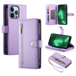Handytasche aus Leder mit neun Kartenfächern und Reißverschluss, für iPhone 14 Pro Max, für iPhone 13 Pro Max, für iPhone 13 Pro, für iPhone 13, für iPhone 13 mini, für iPhone 12 / 12 Pro, für iPhone 12 Pro Max, für iPhone 12 mini