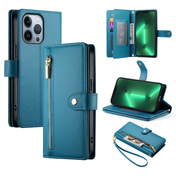 Handytasche aus Leder mit neun Kartenfächern und Reißverschluss, für iPhone 14 Pro Max, für iPhone 13 Pro Max, für iPhone 13 Pro, für iPhone 13, für iPhone 13 mini, für iPhone 12 / 12 Pro, für iPhone 12 Pro Max, für iPhone 12 mini