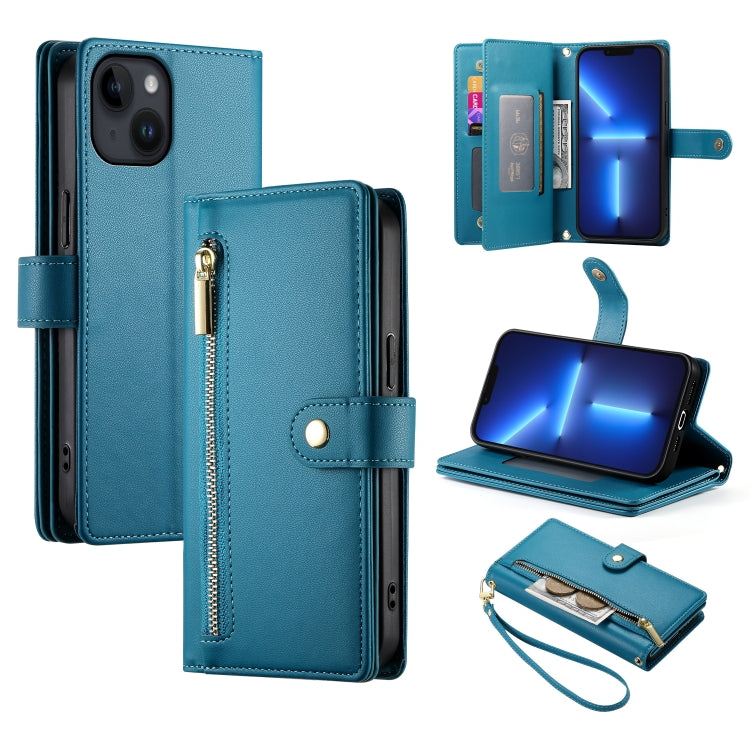 Handytasche aus Leder mit neun Kartenfächern und Reißverschluss, für iPhone 14 Pro Max, für iPhone 13 Pro Max, für iPhone 13 Pro, für iPhone 13, für iPhone 13 mini, für iPhone 12 / 12 Pro, für iPhone 12 Pro Max, für iPhone 12 mini