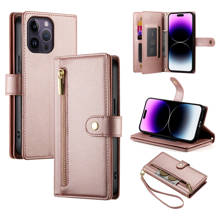 Handytasche aus Leder mit neun Kartenfächern und Reißverschluss, für iPhone 14 Pro Max, für iPhone 13 Pro Max, für iPhone 13 Pro, für iPhone 13, für iPhone 13 mini, für iPhone 12 / 12 Pro, für iPhone 12 Pro Max, für iPhone 12 mini