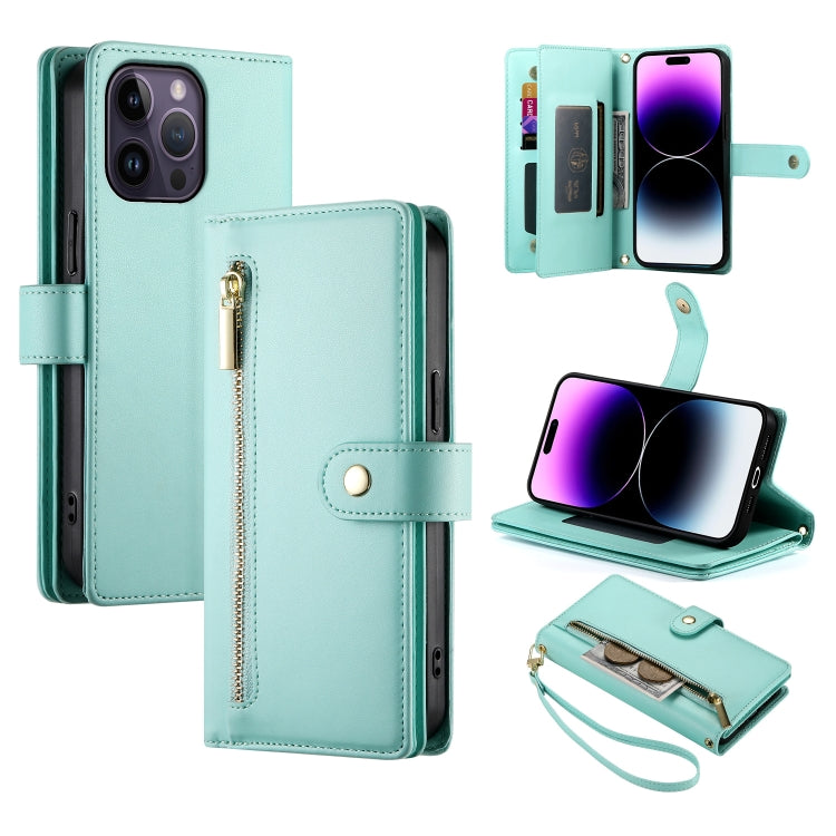 Handytasche aus Leder mit neun Kartenfächern und Reißverschluss, für iPhone 14 Pro Max, für iPhone 13 Pro Max, für iPhone 13 Pro, für iPhone 13, für iPhone 13 mini, für iPhone 12 / 12 Pro, für iPhone 12 Pro Max, für iPhone 12 mini