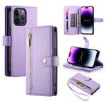 Handytasche aus Leder mit neun Kartenfächern und Reißverschluss, für iPhone 14 Pro Max, für iPhone 13 Pro Max, für iPhone 13 Pro, für iPhone 13, für iPhone 13 mini, für iPhone 12 / 12 Pro, für iPhone 12 Pro Max, für iPhone 12 mini