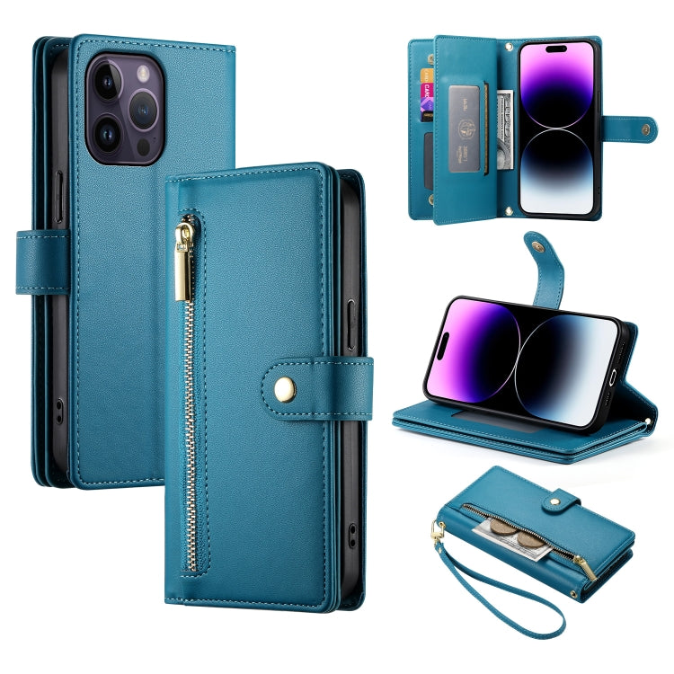 Handytasche aus Leder mit neun Kartenfächern und Reißverschluss, für iPhone 14 Pro Max, für iPhone 13 Pro Max, für iPhone 13 Pro, für iPhone 13, für iPhone 13 mini, für iPhone 12 / 12 Pro, für iPhone 12 Pro Max, für iPhone 12 mini
