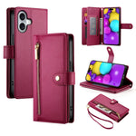 Handytasche aus Leder mit Reißverschluss und neun Kartenfächern, für iPhone 17 Pro Max, für iPhone 17 Pro, für iPhone 17, für iPhone Air, für iPhone 16e, für iPhone 16 Pro Max, für iPhone 16 Pro, für iPhone 16 Plus
