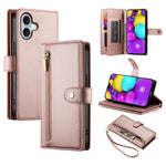 Handytasche aus Leder mit Reißverschluss und neun Kartenfächern, für iPhone 17 Pro Max, für iPhone 17 Pro, für iPhone 17, für iPhone Air, für iPhone 16e, für iPhone 16 Pro Max, für iPhone 16 Pro, für iPhone 16 Plus