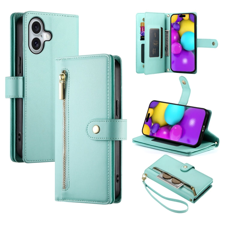 Handytasche aus Leder mit Reißverschluss und neun Kartenfächern, für iPhone 17 Pro Max, für iPhone 17 Pro, für iPhone 17, für iPhone Air, für iPhone 16e, für iPhone 16 Pro Max, für iPhone 16 Pro, für iPhone 16 Plus