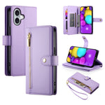 Handytasche aus Leder mit Reißverschluss und neun Kartenfächern, für iPhone 17 Pro Max, für iPhone 17 Pro, für iPhone 17, für iPhone Air, für iPhone 16e, für iPhone 16 Pro Max, für iPhone 16 Pro, für iPhone 16 Plus