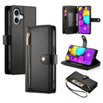 Handytasche aus Leder mit Reißverschluss und neun Kartenfächern, für iPhone 17 Pro Max, für iPhone 17 Pro, für iPhone 17, für iPhone Air, für iPhone 16e, für iPhone 16 Pro Max, für iPhone 16 Pro, für iPhone 16 Plus