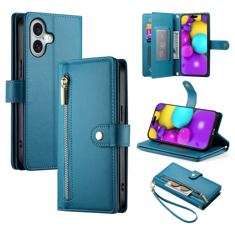 Handytasche aus Leder mit Reißverschluss und neun Kartenfächern, für iPhone 17 Pro Max, für iPhone 17 Pro, für iPhone 17, für iPhone Air, für iPhone 16e, für iPhone 16 Pro Max, für iPhone 16 Pro, für iPhone 16 Plus