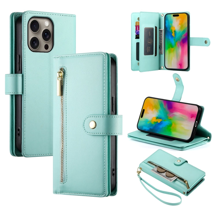 Handytasche aus Leder mit Reißverschluss und neun Kartenfächern, für iPhone 17 Pro Max, für iPhone 17 Pro, für iPhone 17, für iPhone Air, für iPhone 16e, für iPhone 16 Pro Max, für iPhone 16 Pro, für iPhone 16 Plus