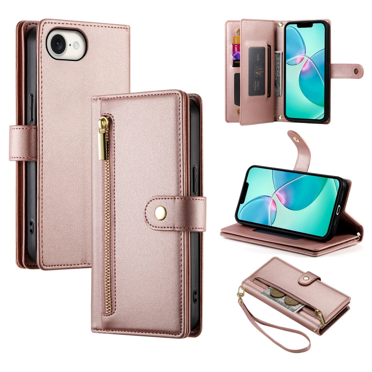 Handytasche aus Leder mit Reißverschluss und neun Kartenfächern, für iPhone 17 Pro Max, für iPhone 17 Pro, für iPhone 17, für iPhone Air, für iPhone 16e, für iPhone 16 Pro Max, für iPhone 16 Pro, für iPhone 16 Plus