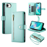 Handytasche aus Leder mit Reißverschluss und neun Kartenfächern, für iPhone 17 Pro Max, für iPhone 17 Pro, für iPhone 17, für iPhone Air, für iPhone 16e, für iPhone 16 Pro Max, für iPhone 16 Pro, für iPhone 16 Plus
